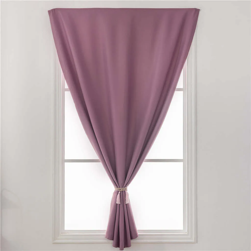 

Gacsidy Store 8sizes Fashion Solid Color Punch-Free Double-Sided Stickers Blackout Curtains Modern bedroom Living Room Curtains
