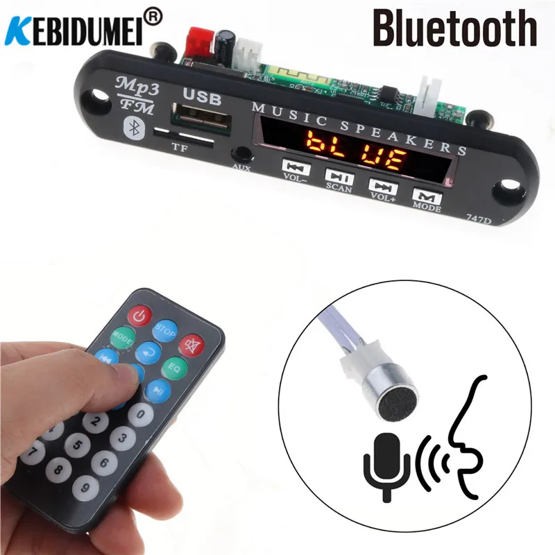 

Handsfree 5V-12V Car Bluetooth MP3 Player Modification Kit Wireless FM receiver MP3 Decoder Board USB 3.5MM music Audio Adpater
