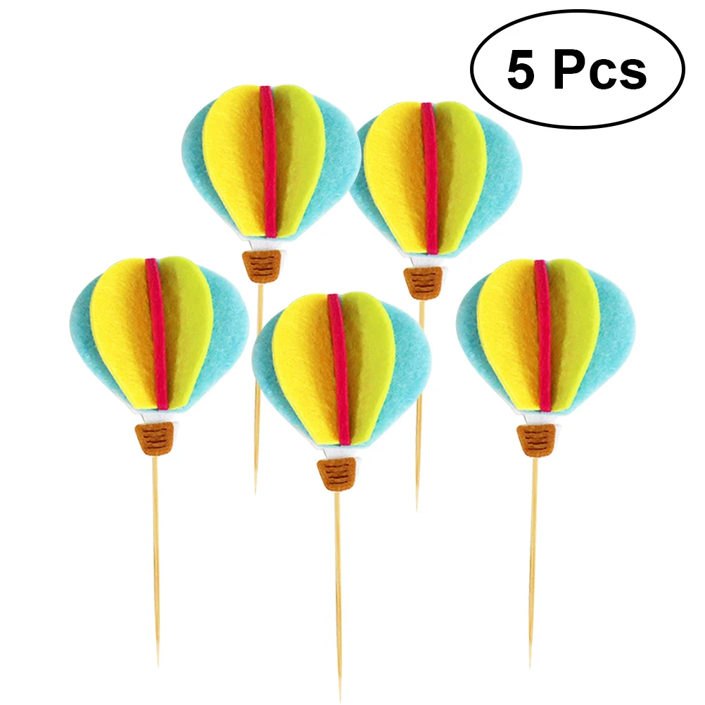

5 PCS Cupcake Picks Hot Air Balloon Cupcake Toppers Birthday Wedding Party Decor Food Picks