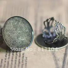 25 мм Винтаж античная бронза Медь Пустой Круглый Кепки База цветок палец Кольца настройки для Сделай Сам CZ кабины ювелирных изделий