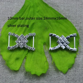 

(L0046) free shipping wholesales 50 pcs 10mm inner bar rhinestone buckle,silver or light gold or gold plating