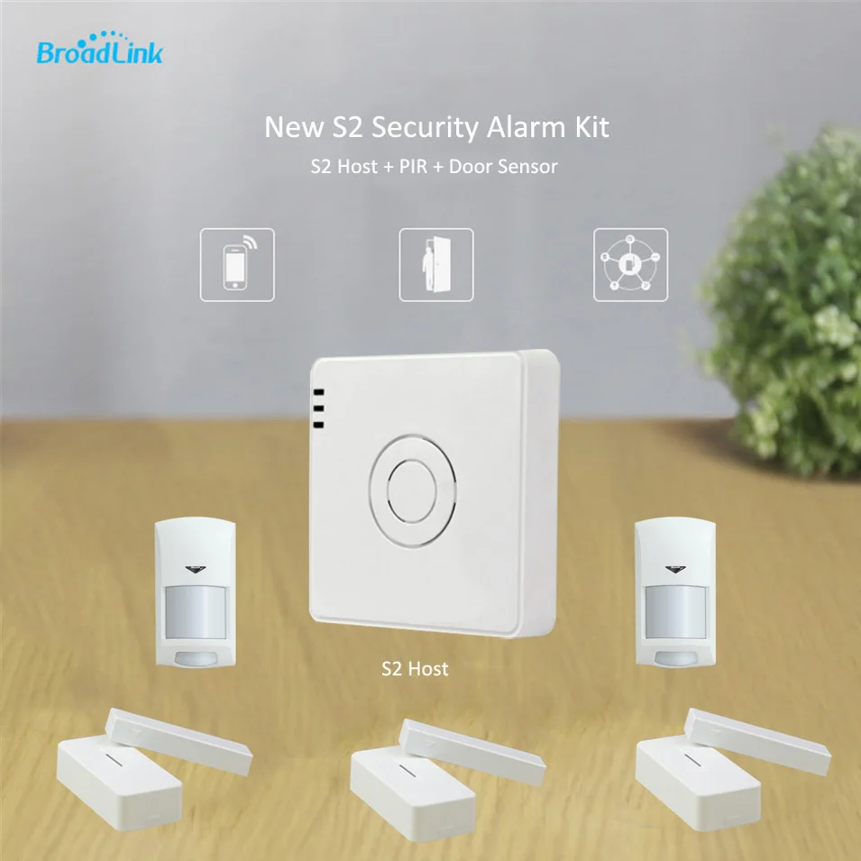 2017 New Original Broadlink S2 RF433MHz Alarm&Security Kit S2 Host 3PCS Door Sensor 2PCS PIR Wifi Remote Control Upgrade S1 S1C