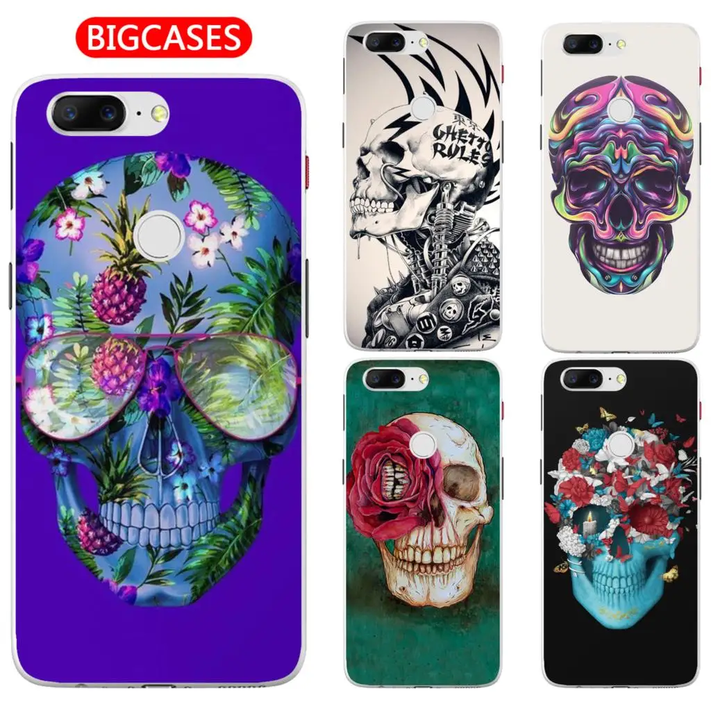 For Oneplus 5T Case Cover 6.01&quot Transparent Soft TPU Silicone Popular Cool Color Glasses Rose Flower Skull Painted Phone |