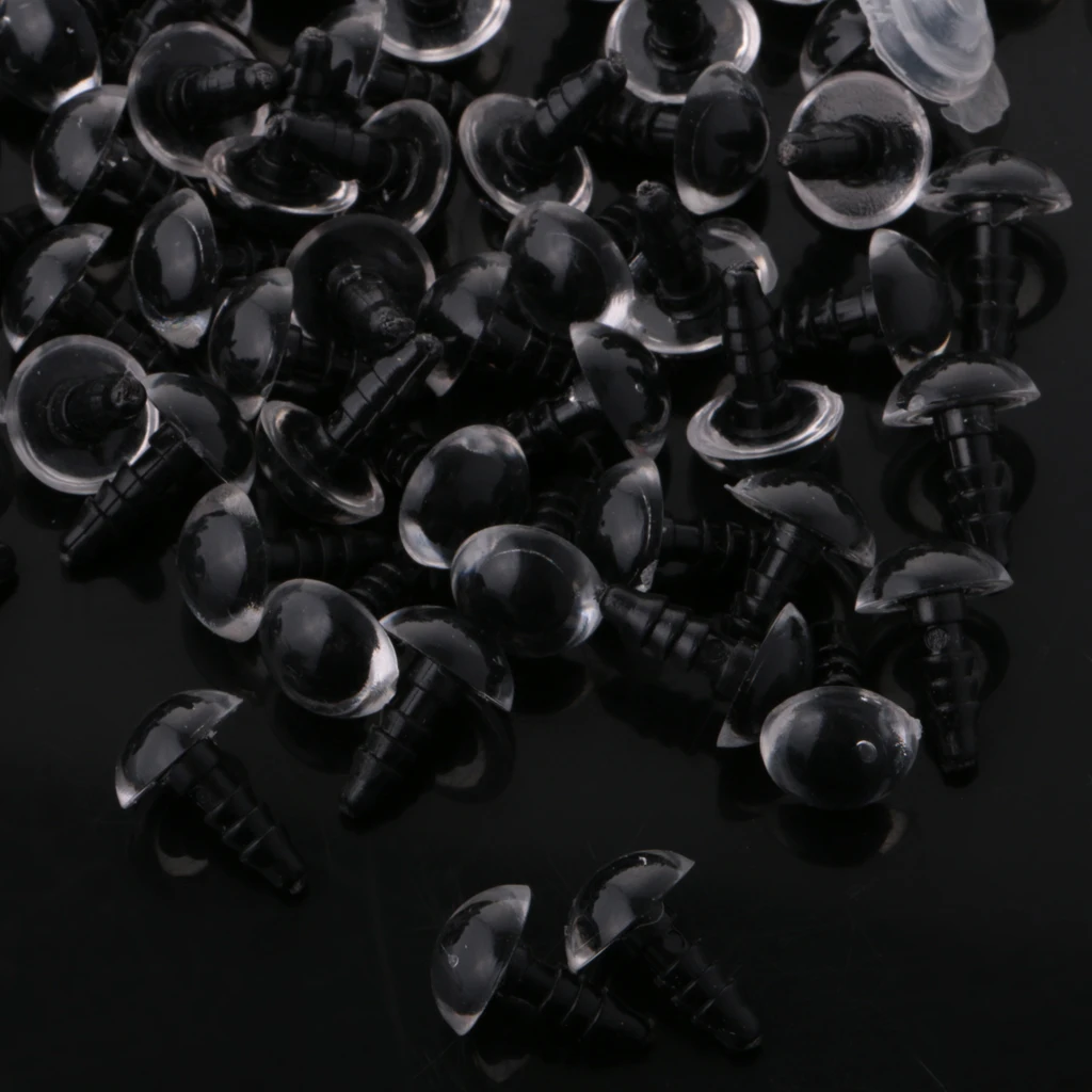 200pcs Clear Plastic Safety Eyes for Teddy Bear Doll Puppet DIY Making Craft - 10mm 12mm