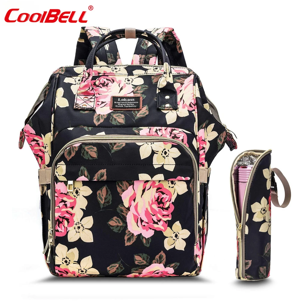 Fashion Baby Diaper Bag Backpack Floral Waterproof Multi Functional Travel Nappy Bag Include ...