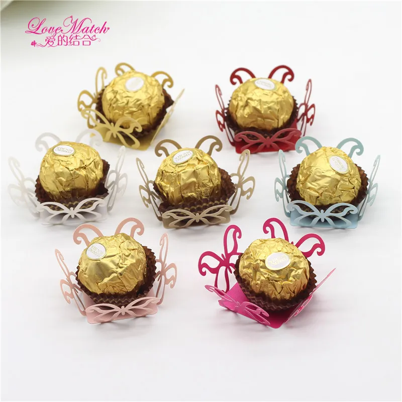 

Love Match 50Pcs Butterfly Laser Cut Candy Box Bar for Birthday Party Chocolate Bar Wedding Favors Baby Shower Candy Bar