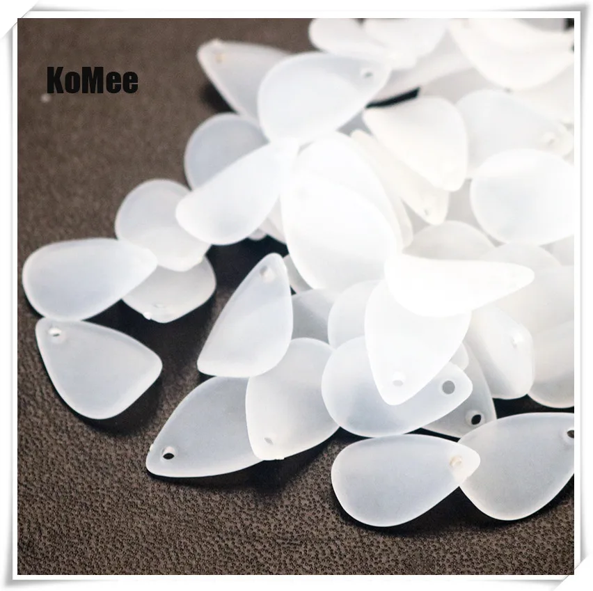 Hot Sale 500pcs/lot White Frosted Acrylic Petals Leaves Beads Pendant