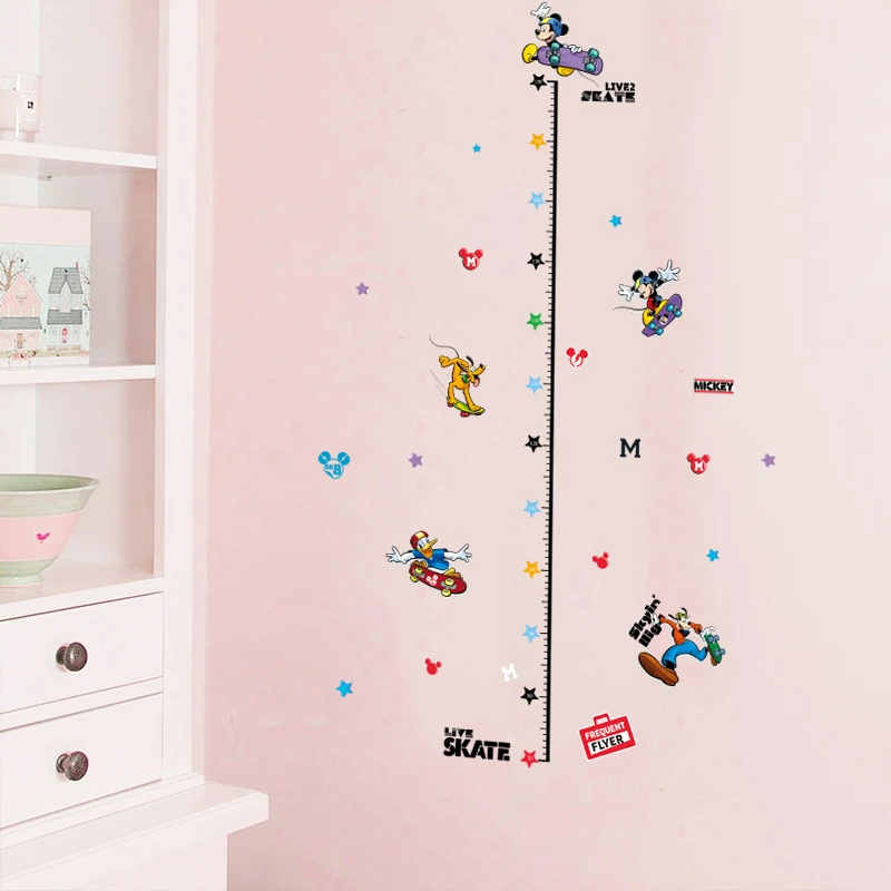 Disney Mickey Mouse Child Height Measure Wall Stickers For Nursery Kids Room Decorations DIY Growth Chart Decor Cartoon Decals