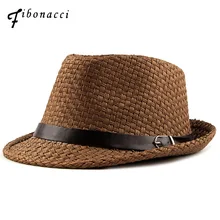 Фибоначчи летний ремень соломенные федоры сплошной цвет мода Манхэттенский структура Гангстер джаз шляпа для мужчин и женщин шляпа