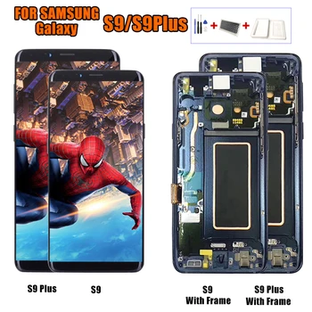 

ORIGINAL SUPER AMOLED Replacement for SAMSUNG Galaxy S9 LCD Touch Screen Digitizer with Frame S9 Plus LCD G960 G965 with Frame