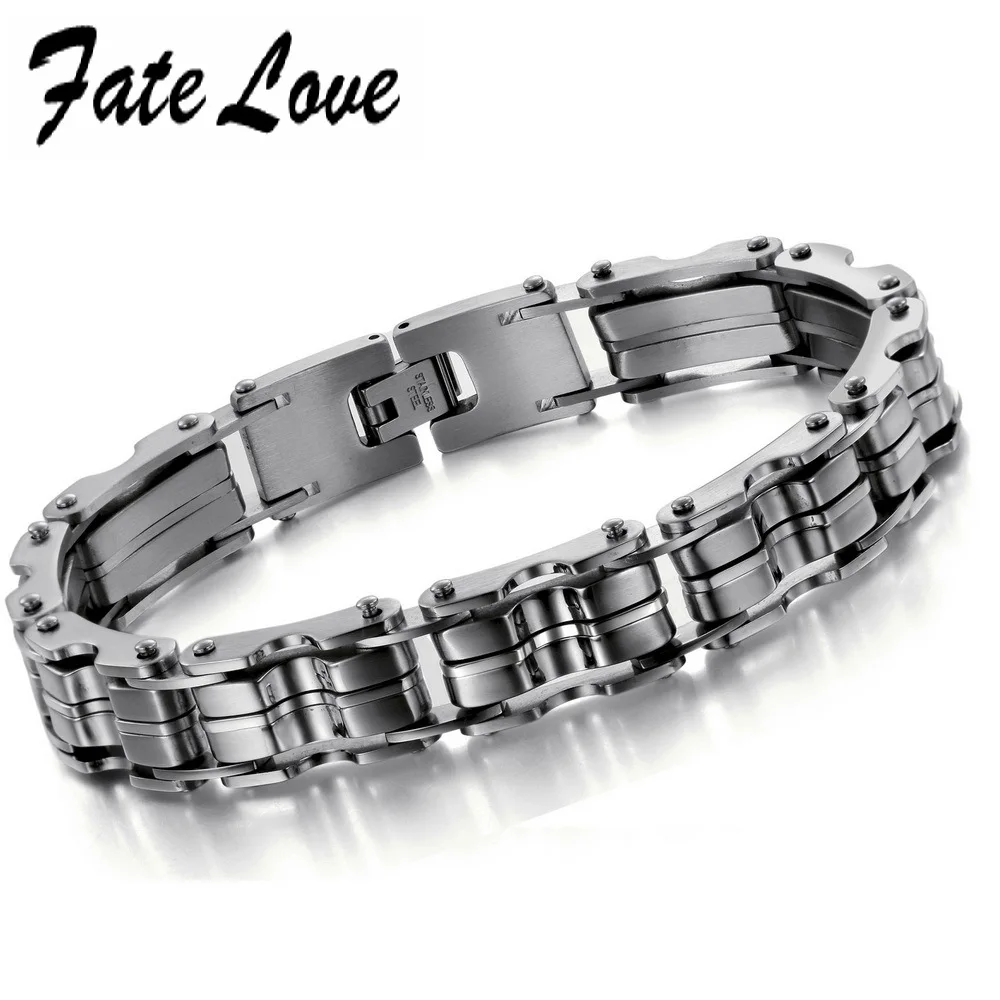 

Fate Love New Fashion Bicycle Link Bracelet For Men Wristband Jewelry Gift Stainless Steel Bangles&Bracelets Drop Shipping GS629