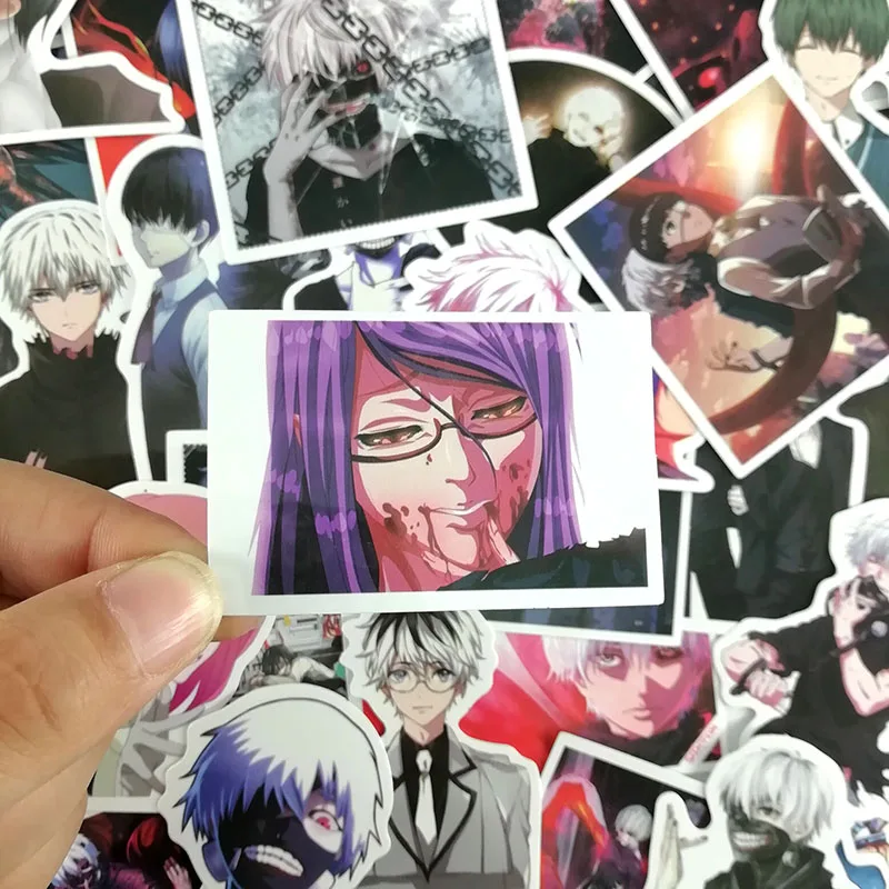 50 шт./компл. обувь для косплея; аниме хлопковых одежда с надписью «Tokyo Ghoul для автомобильных кабельных систем ноутбук скейтборд велосипед переводные наклейки для чемодана игрушки Популярные наклейки