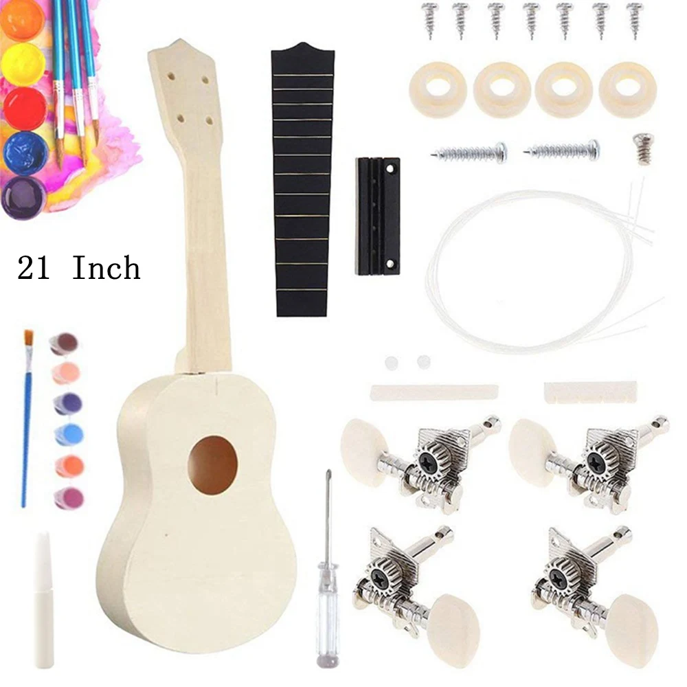 

Ukulele Combo DIY Hand-Drawn Pattern 21 inch Soprano Ukulele Guitar Uke 4 Strings Hawaiian Guitar Musical Instruments Set