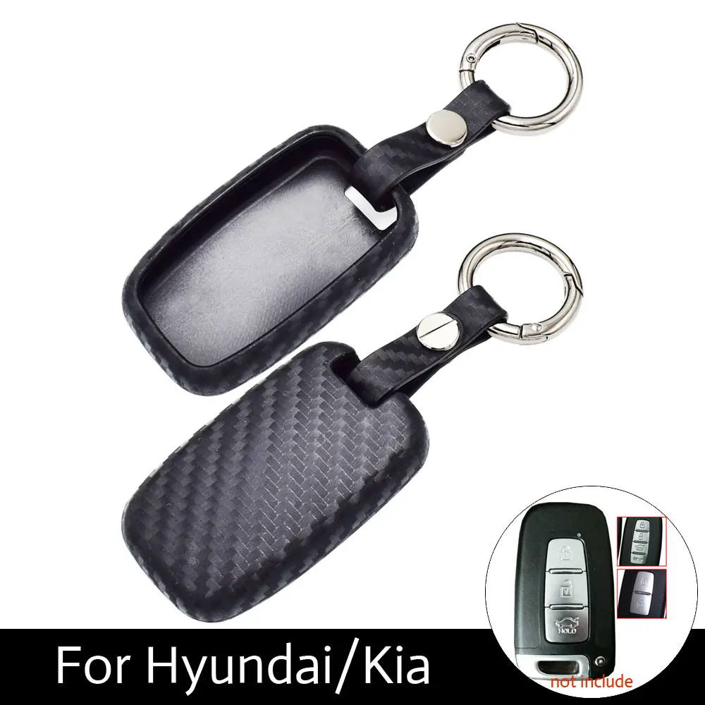 

ATOBABI Carbon Fiber Pattern Silicone Protection Key Cover Case For Kia K5 Sportage Sorento Forte Shuma Borrego with Key Rings