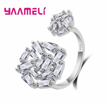 

Pure 925 Sterling Silver Rings for Women Lady Bling Bling CZ Cubic Zircon Stone New Design Party Accessory Dropshipping