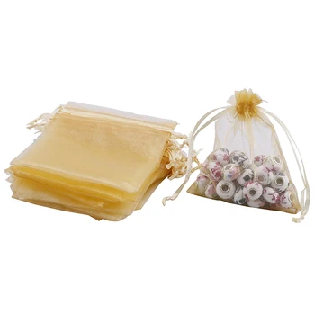 

100Pcs 120*100/70*90mm Organza Drawstring Gift Jewelry Bag Pouch Light Bordeaux red CHIC