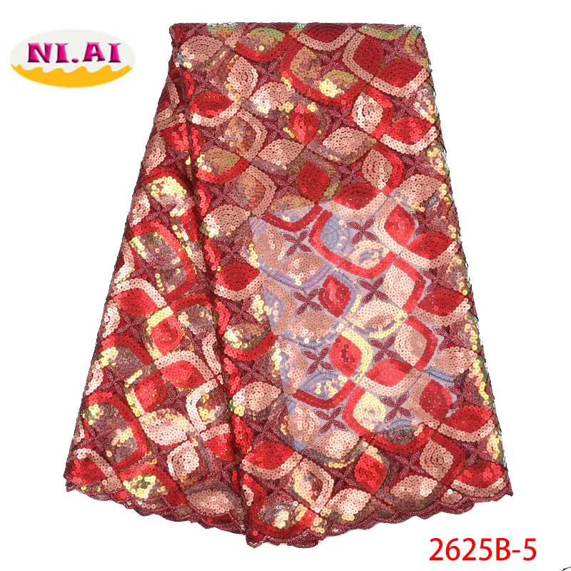 

Free shipping New Arrival High Quality African Organza Lace Fabric 2019 Nigerian French Sequins Lace Fabric For Dress XY2625B-5