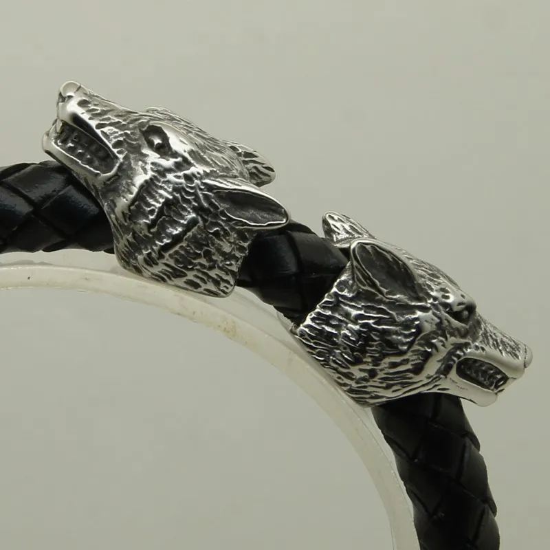Уникальный волчий браслет из натуральной кожи 316L из нержавеющей стали