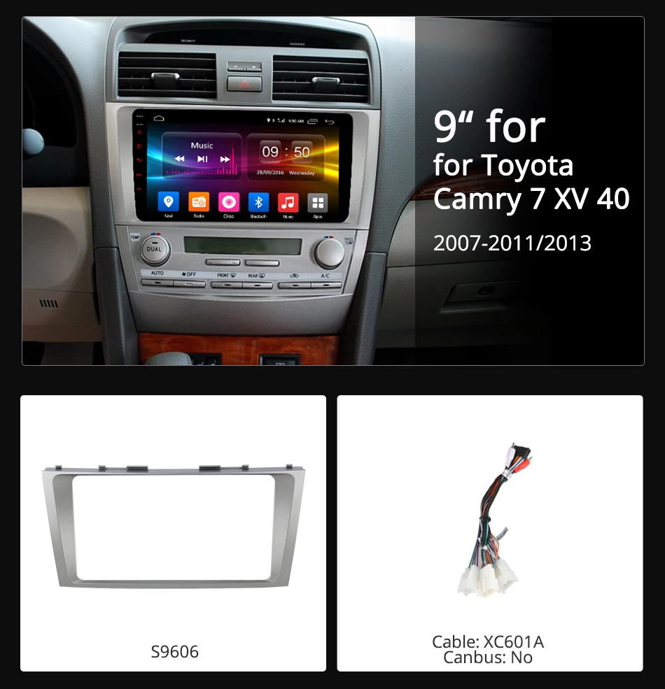 Sale Ownice K1 K2 K3 2 Din 8 Core Android 9.0 Car DVD GPS Navigation For Toyota Camry 2007 - 2011 / 2013 Head Unit Car Stereo radio 1