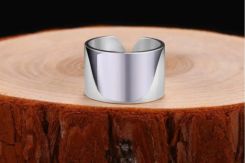 Романтическое стильное богемное 925 пробы Серебряное большое гладкое кольцо для женщин подарок для девочек новое Трендовое винтажное большое кольцо в стиле панк
