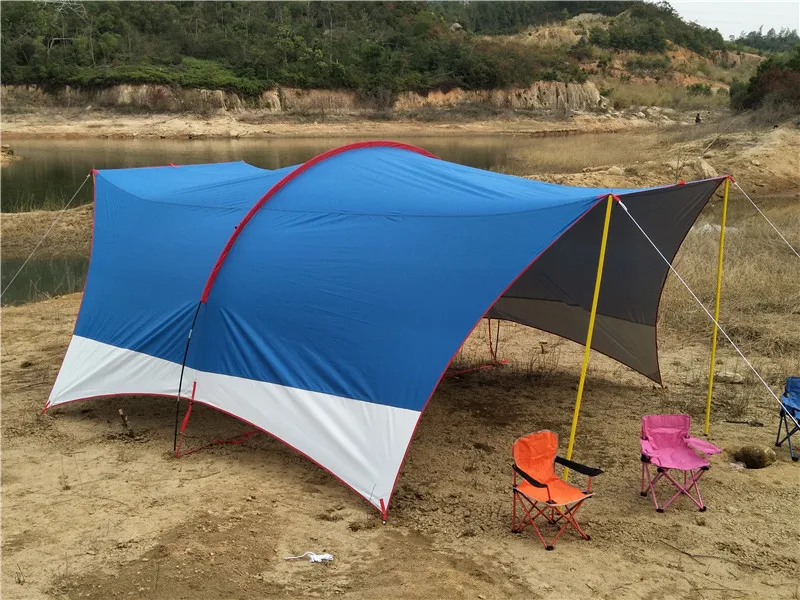 Ультрабольшая 5-8 человек использовать анти-УФ водонепроницаемый кемпинг палатка большая беседка солнцезащитный навес большой тент пляж палатка