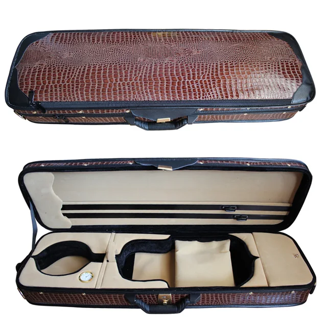 full size 4 4 violin case oblong shaped hard case in crocodile faux violin case full size