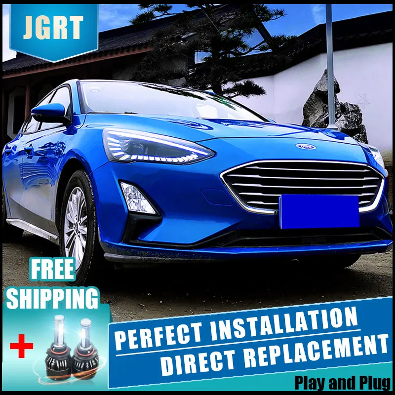 

2PCS LED Headlights For ford focus 2019 Car Led Lights Double Xenon Lens Car Accessories Daytime Running Lights Fog Light