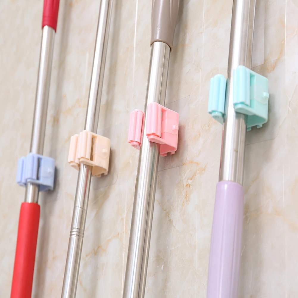 

1pcs Kitchen Home Bathroom Transparent Mop Folder Wall Hanging Clip Multi-Function Strong Adhesive Sucker Mop Broom Hook