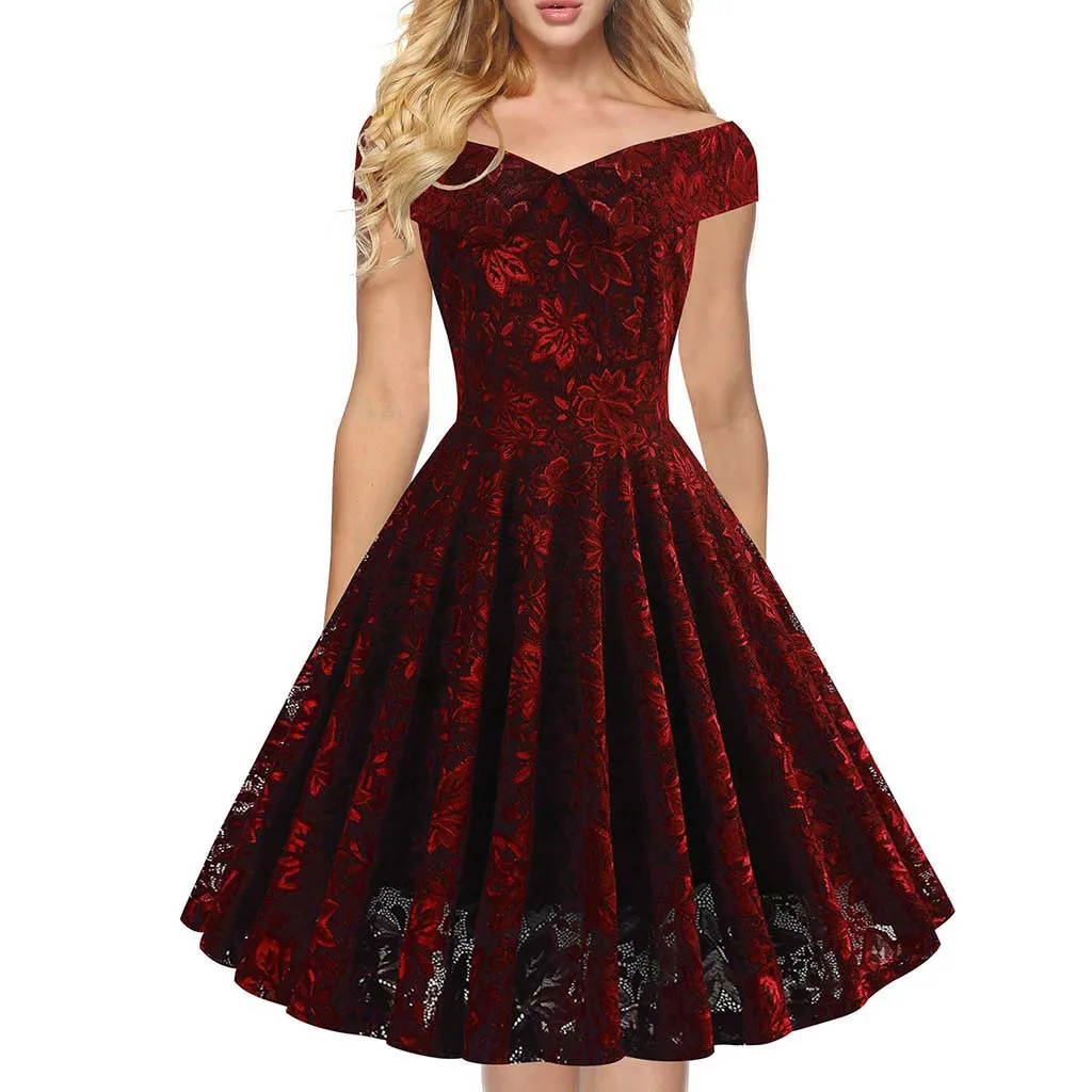 

2019 Summer Women Dress Sundress Casual Sleeveless Floral Lace Solid Vintage Country Rock Cocktail Mini Dress L509