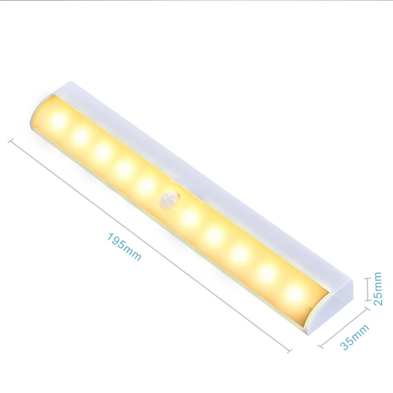 Motion Sensor LED Night Light 10 LED Closet Lights Battery Powered Wireless Cabinet Infrared Motion Detector Wall Lamp (4)