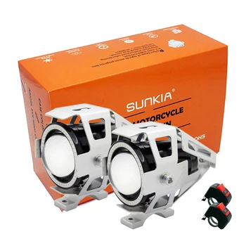 

SUNKIA 2Pcs/Lot with Switch Devil Eye 12-80V U7 LED Car DRL Motorcycles Driving Headlight Fog Light Daytime Running Light Silver