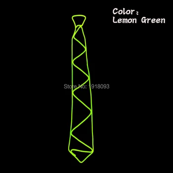 

Blinking Lemon green EL Tie LED Men Necktie Glowing Product for Christmas Holiday Party Decoration Powered by 2-AA Batteries