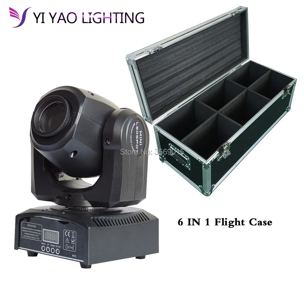 

Flight Case led spot Mini Moving Head Light 30W DMX dj 8 gobos effect stage 6pcs/lot