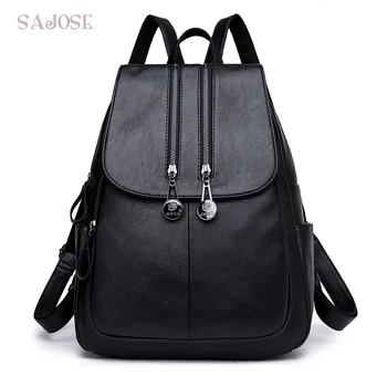 

Women Leather backpack Female Shoulder Bag High Quality Black Student Fashion Backpacks Designers DropShipping