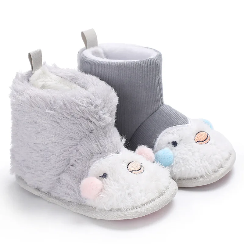 Зимняя детская обувь для детей 0-1 лет с героями мультфильмов; бархатная теплая обувь с мягкой подошвой; обувь для малышей