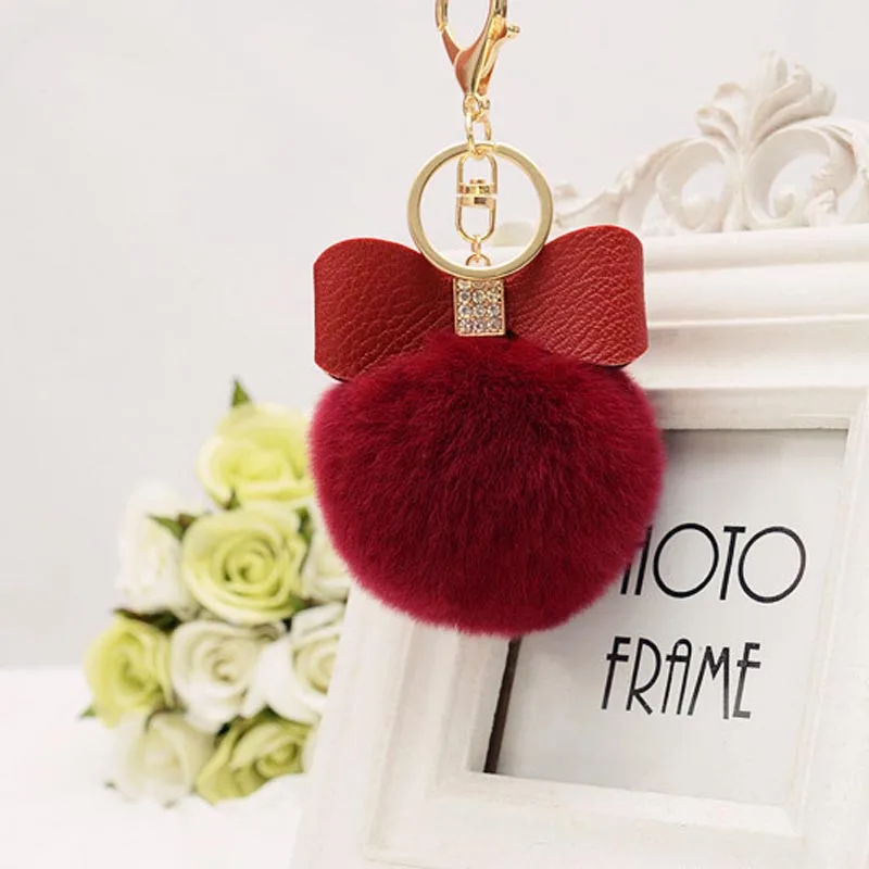 

Felyskep Bowknot Fur Pom Keychain Real Rex Rabbit Fur Ball Key Chains Fur Key Ring Key Chain Bag Pendant Bag Keyring Gift m00