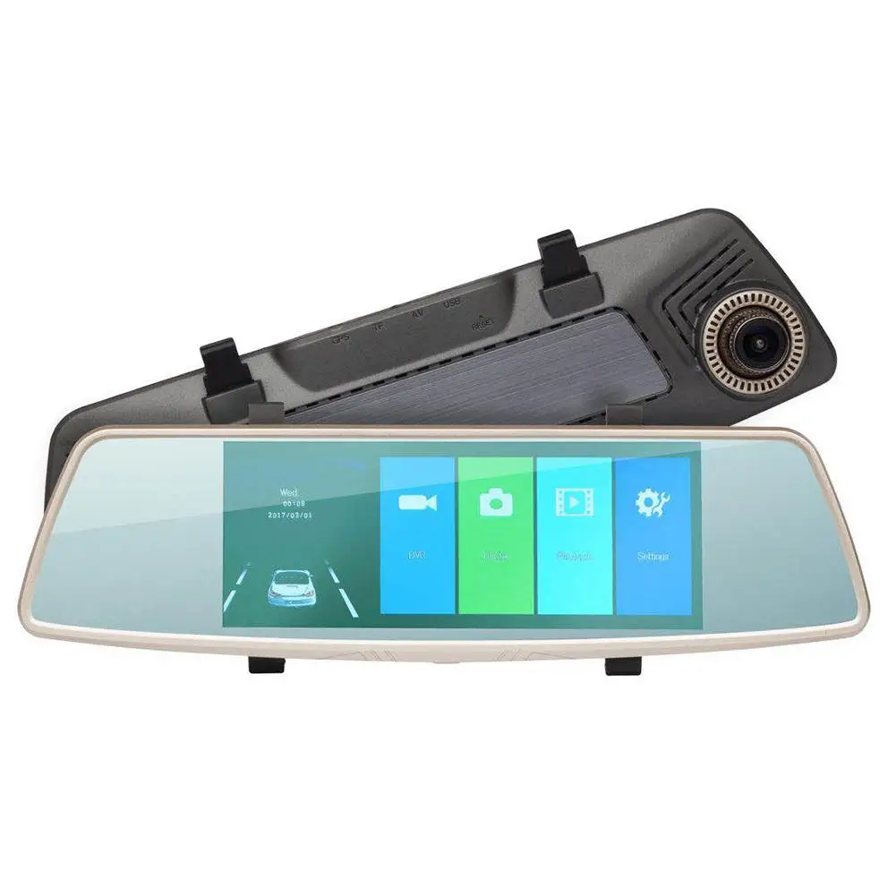 7 Inch Rear View Mirror Driving Recorder HD Night Double Lens Circular