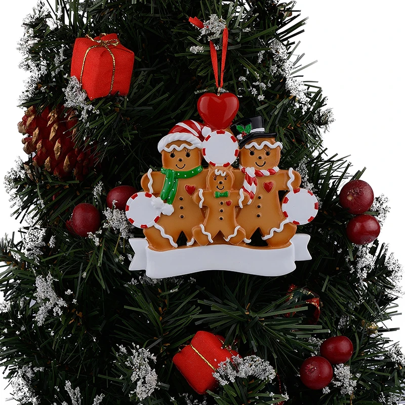 Wholesale Resin Gingerbread Family Of 3 Christmas Ornaments With Red Apple As Personalized Gifts For Holiday And Home Decor