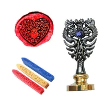 Подпись индивидуальная восковая печать комплект печатей сердце любовь металлический Дракон ручка Винтаж Свадебные приглашения(дракон черный