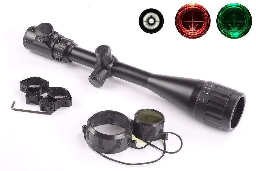 

6-24X50 Hunting Adjustable Green Red Dot Mil-dot Illuminated optical sight Air Rifle scope Reticle air riflescope + 25.4mm mount