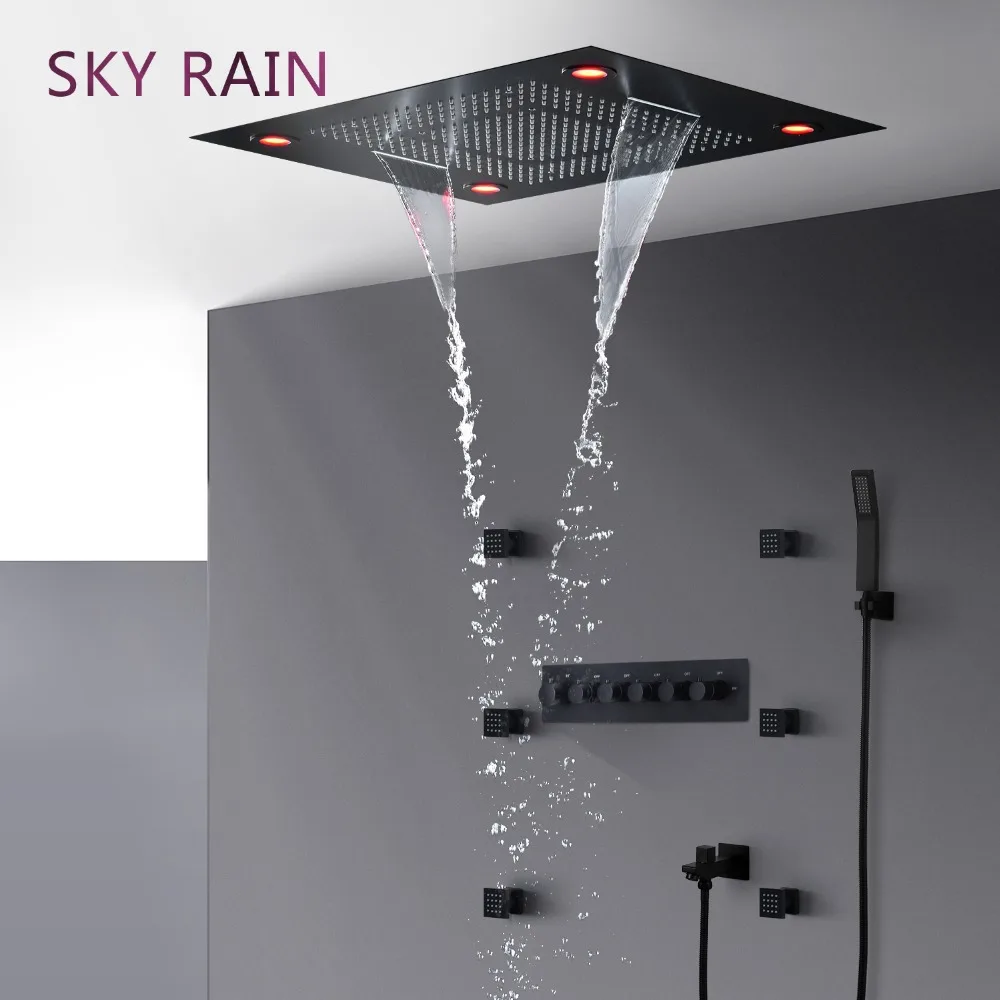 Матовая черная Роскошная насадка для душа SKY RAIN с высоким потоком