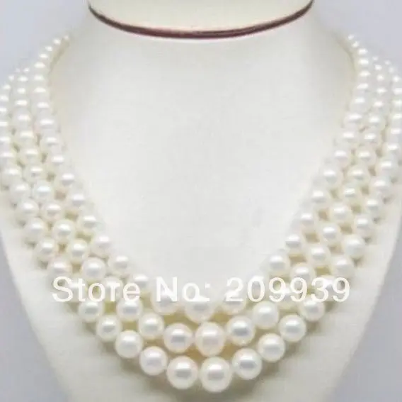 

huij 003371 NATURAL 9-10mm AAA+ WHITE AKOYA PEARL NECKLACE 50" 14K GOLD CLASP