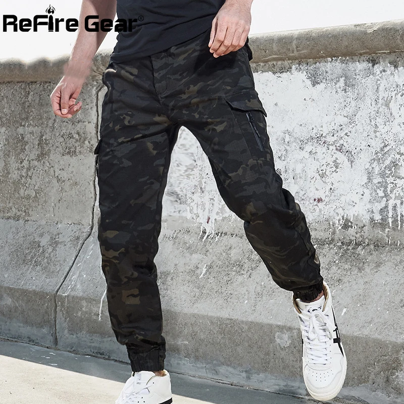 Refire gear камуфляж городской джоггер военные брюки мужские водонепроницаемые с большим карманом повседневные брюки карго модные ноские девятые брюки