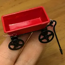Кукольный домик Миниатюрный 1:12 игрушка сад металлическая КРАСНАЯ ТЕЛЕЖКА длина 3,4 см SPO473