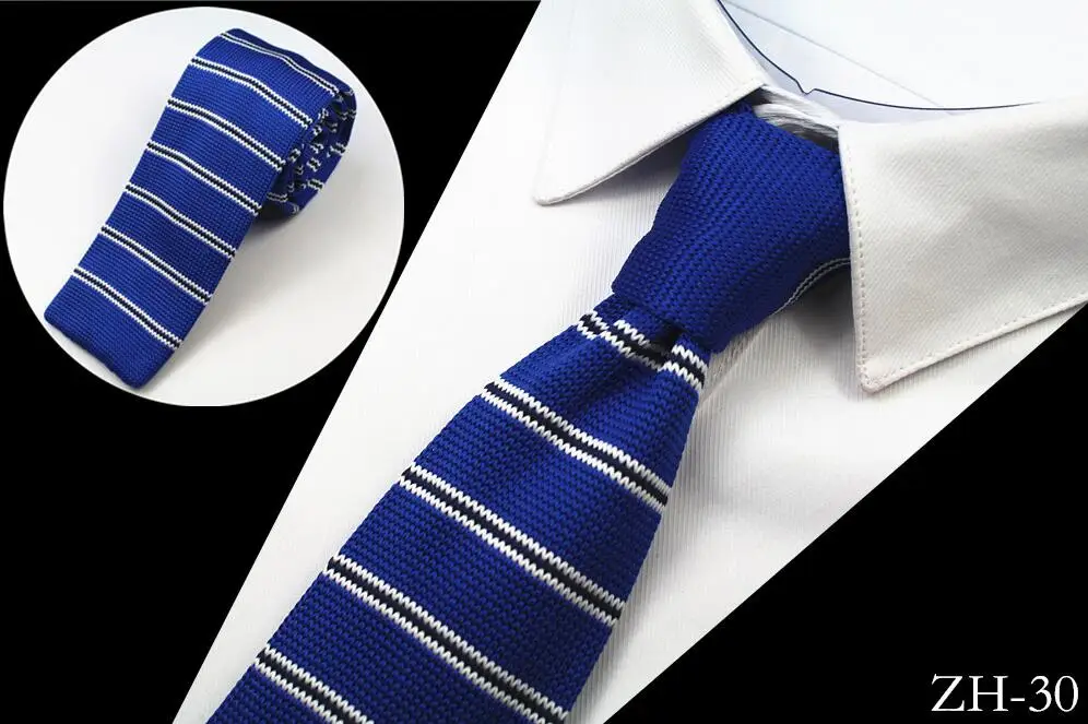 RBOCOTT мужские вязаные галстуки 5,5 см Модный тонкий вязаный галстук для мужчин аксессуары Повседневный галстук-бабочки для худых для вечерние красочные корбаты - Цвет: 30