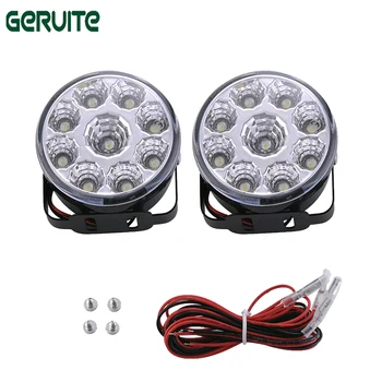 

2pcs White 12V 9 LED DRL Round Daytime Running Light Car Tail Fog Day Driving Lamp car for Truck Van SUV ATV Motorcycle Bike