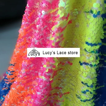 

1 Yard NEW 4 Colors Green Pink Blue Purple shiny paillette sequin material High end top quality multi colors 6MM sequins fabric