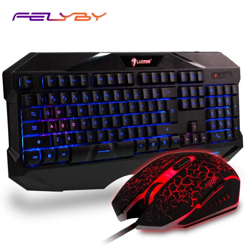

FELYBY USB wired backlit gaming keyboard and gaming mouse combination photoelectric resolution 2400DPI
