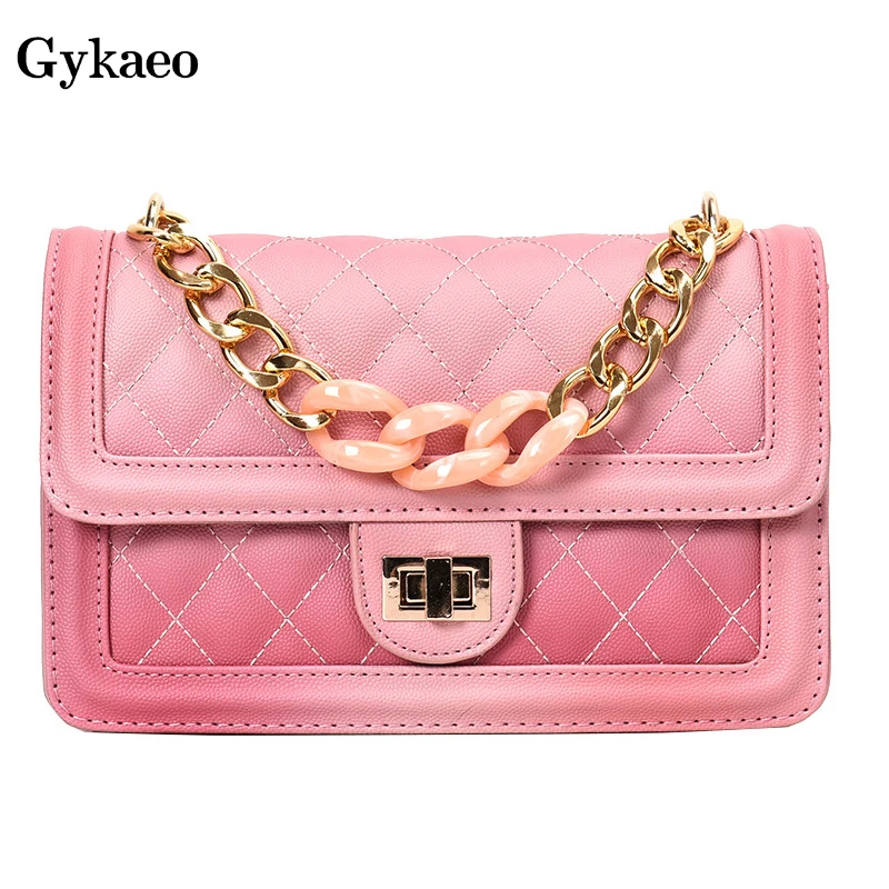 

Gykaeo Women's Designer Luxury Handbag 2019 New Quality Leather Women's Square Bag Chain Tote Bag Plaid Shoulder Messenger Bag