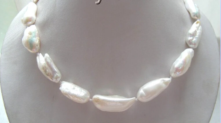 

FREE shipping> >>>GENUINE 30mm white biwa natural freshwater pearls necklace a0326 6.07